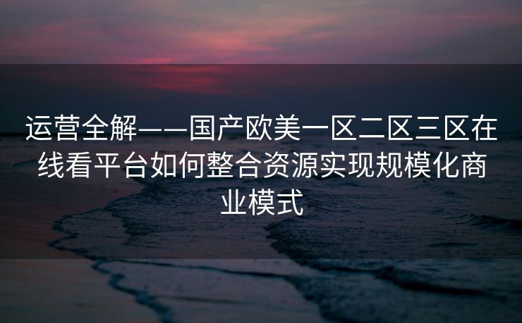 运营全解——国产欧美一区二区三区在线看平台如何整合资源实现规模化商业模式 运营全解——国产欧美一区二区三区在线看平台如何整合资源实现规模化商业模式