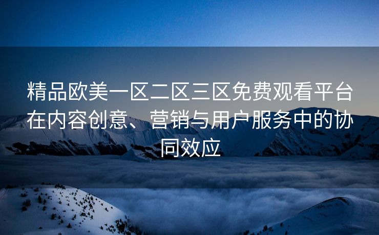 精品欧美一区二区三区免费观看平台在内容创意、营销与用户服务中的协同效应 精品欧美一区二区三区免费观看平台在内容创意、营销与用户服务中的协同效应