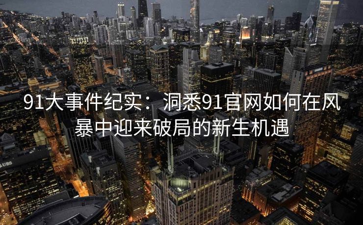 91大事件纪实：洞悉91官网如何在风暴中迎来破局的新生机遇