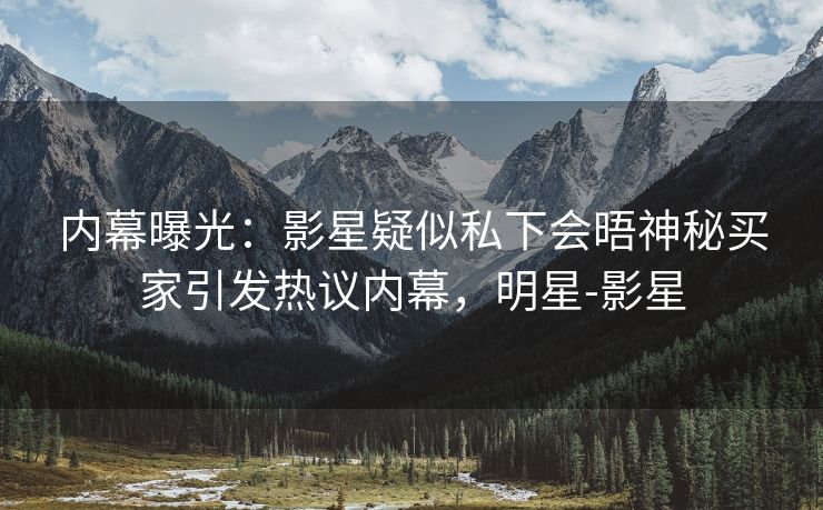 内幕曝光:影星疑似私下会晤神秘买家引发热议内幕,明星-影星 内幕曝光:影星疑似私下会晤神秘买家引发热议内幕,明星-影星