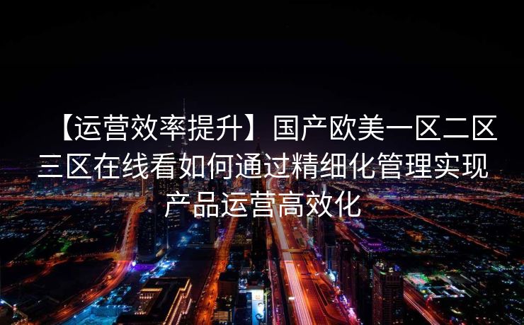【运营效率提升】国产欧美一区二区三区在线看如何通过精细化管理实现产品运营高效化